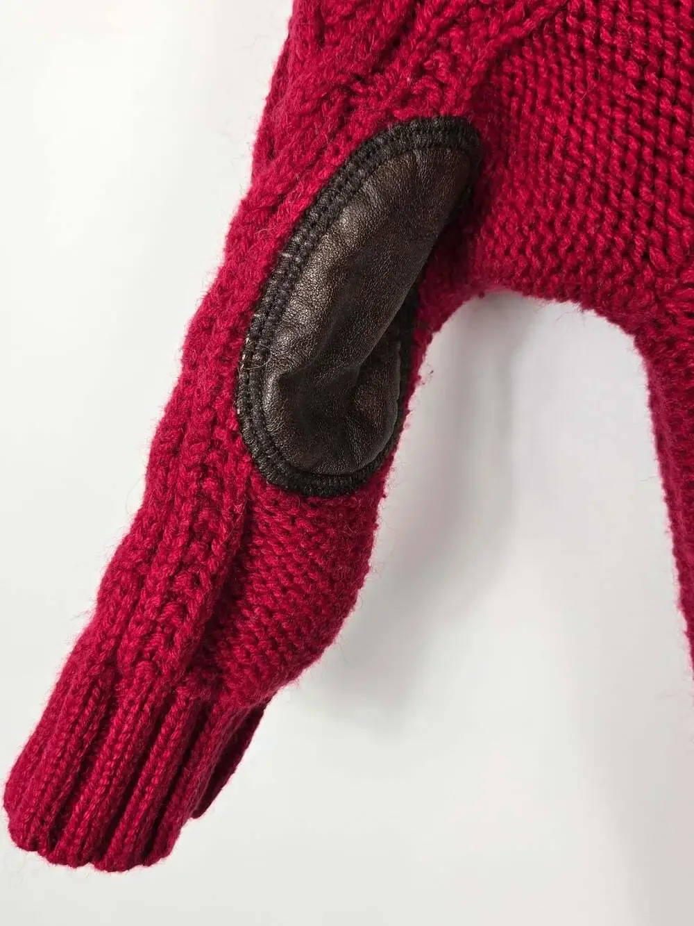 Baby Gap Red Cable Knit Sherpa Collar Sweater 18-24M Wool Blend Elbow Pads